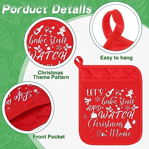 12 Pcs Red Green Pot Holders with Pockets Oven Mitts B330368