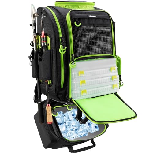 Large Fishing Backpack with Cooler for Tackle Boxes with Rod Holders U113