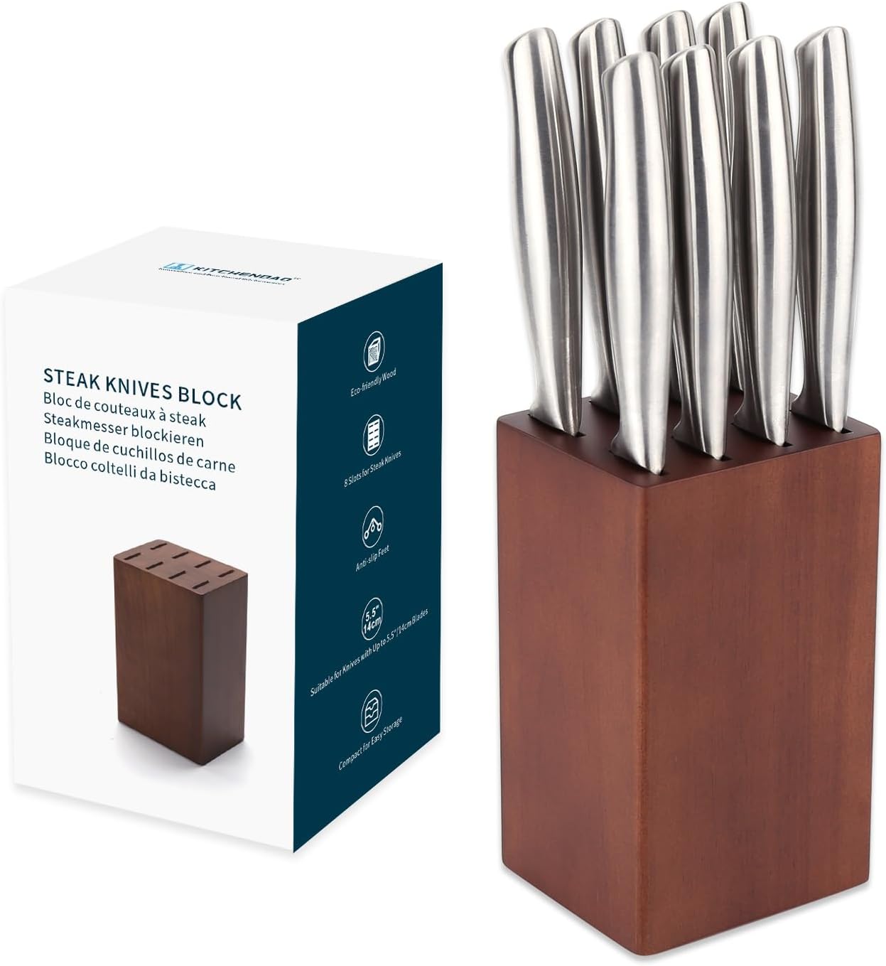 XL Bamboo Knife Block Holder with 8 Slots N87488