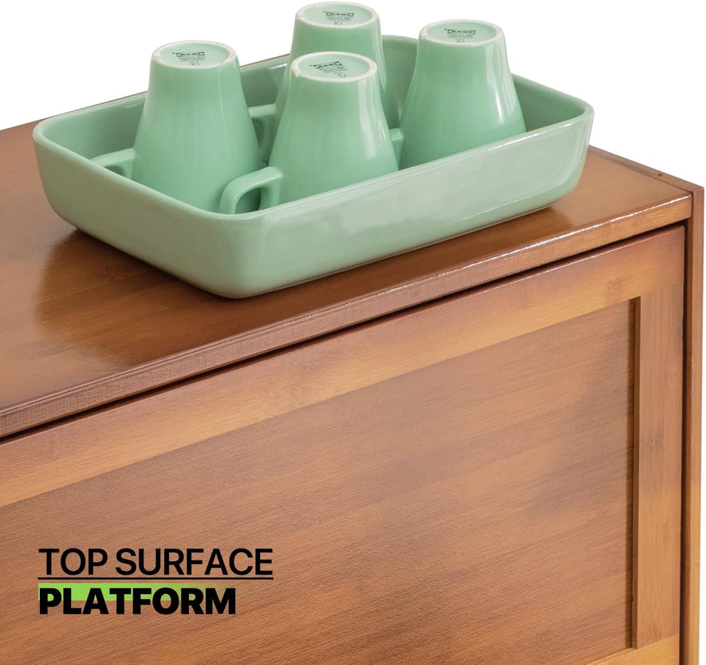 Tall Bamboo Shoe Storage Cabinet with Doors, 10 Tier Freestanding Shoe Shelf Rack R3747