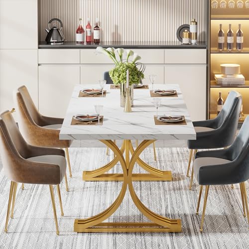 63-Inch Rectangular Dining Table with Grey Table Top and Metal Legs A6584