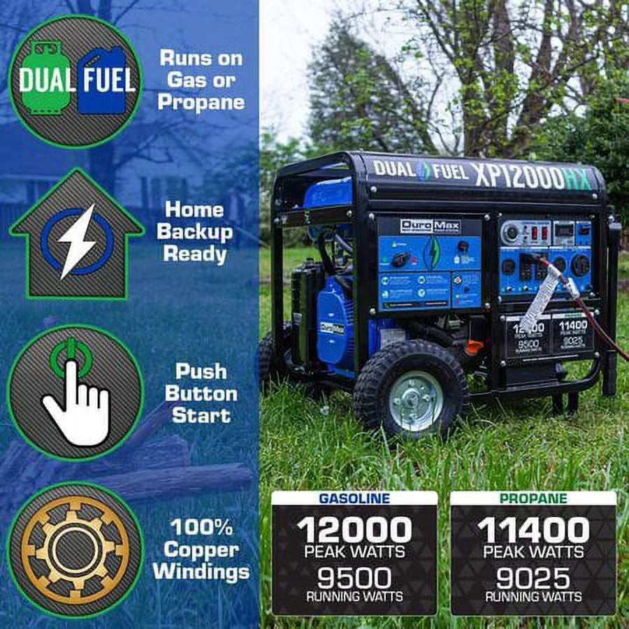 Dual Fuel Gas Propane Portable Generator 12,000 Watt F534