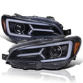 Black Housing Clear Lens Projector Headlights with Sequential LED Turn Signal Lights, L + R Pair Headlamp Assembly J91468