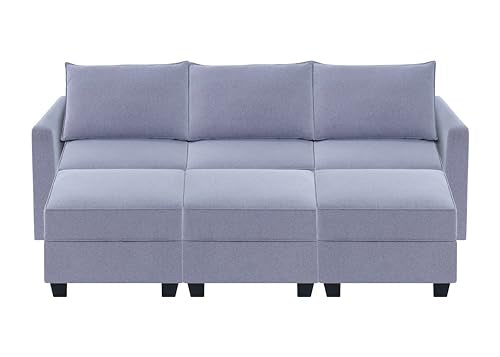 Caramel 6-Seater Modular Sleeper Couch with Ottoman Air Leather D376704