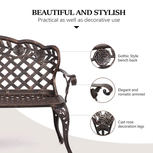 42.5" Black Cast Aluminum Outdoor Bench S3879