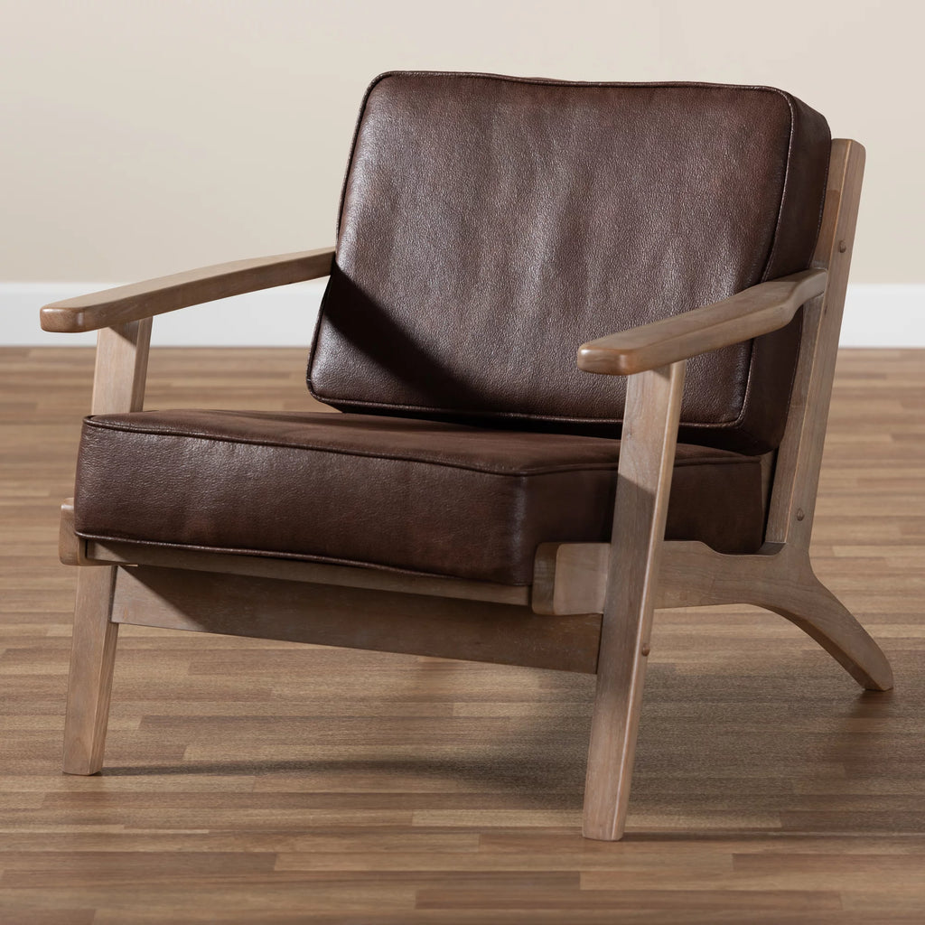 Dark Brown Faux Leather Armchair J975092