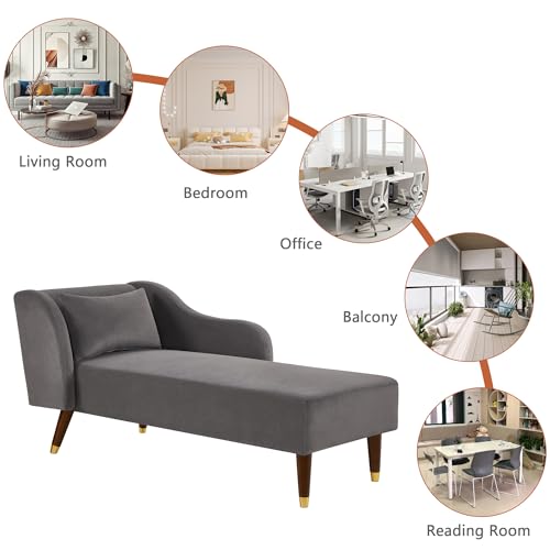 Beige Velvet Chaise Lounge Sofa C32062