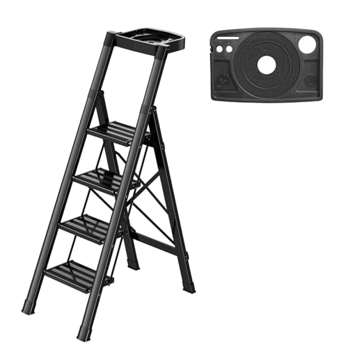 4 Step Folding Aluminum Step Stool with Handgrip Anti-Slip Wide Pedal Z7595