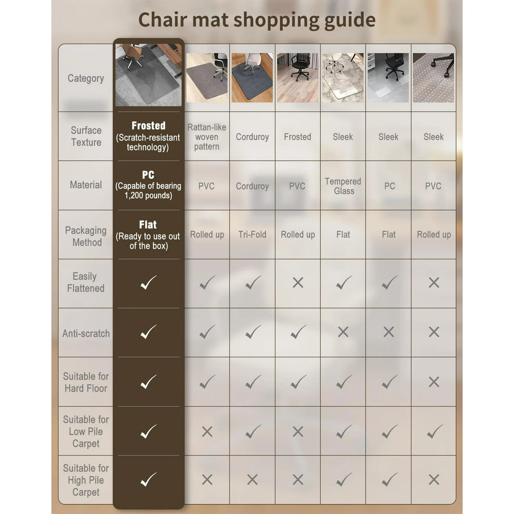 Grey PC Chair Mat for High Pile Carpet & Hardwood Floor I31147