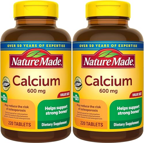 220 Tablets Calcium 600 mg with Vitamin D3 Dietary Supplement I4354