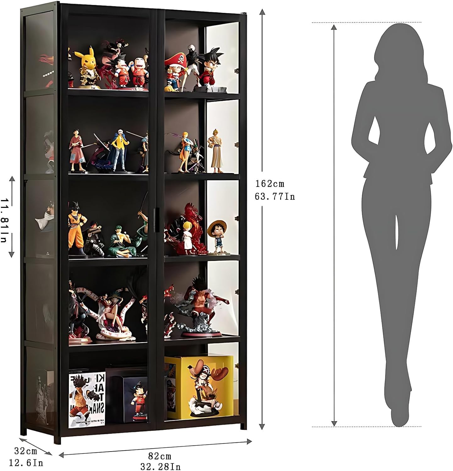 5-Tier Curio Display Cabinet with Acrylic Glass Door N50159