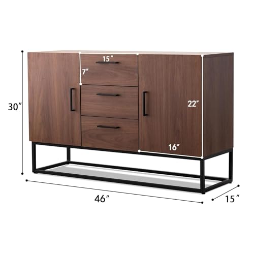 White Sideboard Storage Cabinet with Shelves and 2 Doors N1392