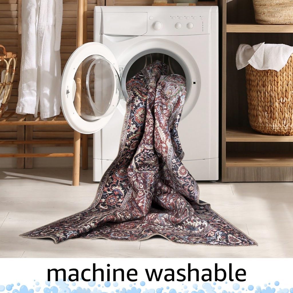 Machine Washable Non-slip Low Pile Area Rug (5' x 7') H537