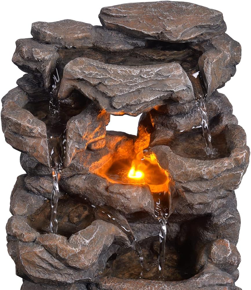 Small 9.7 Inch Tabletop Water Fountain with LED Light Q346