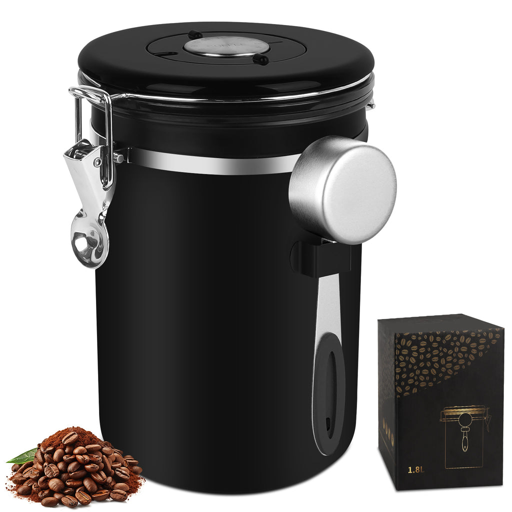 60oz 304 Stainless Steel Airtight Coffee Canister Black O4983