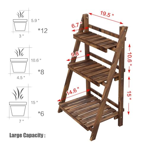 3-Tier Wooden Folding Plant Stand T181