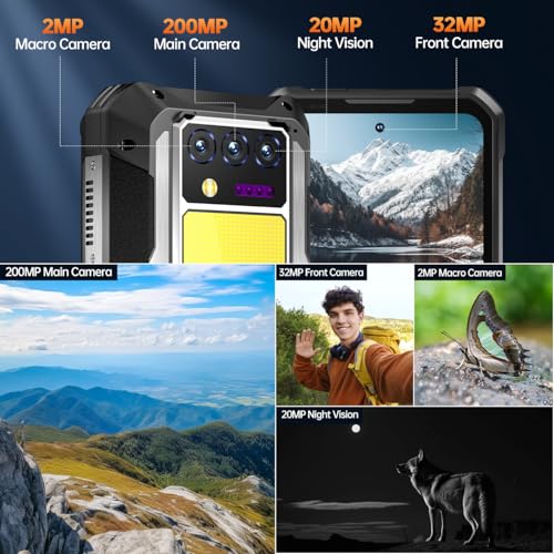 Rugged Smartphone 5G 33000mAh 48GB+512GB Unlocked Android 14 6.8'' FHD+120Hz 200MP M220