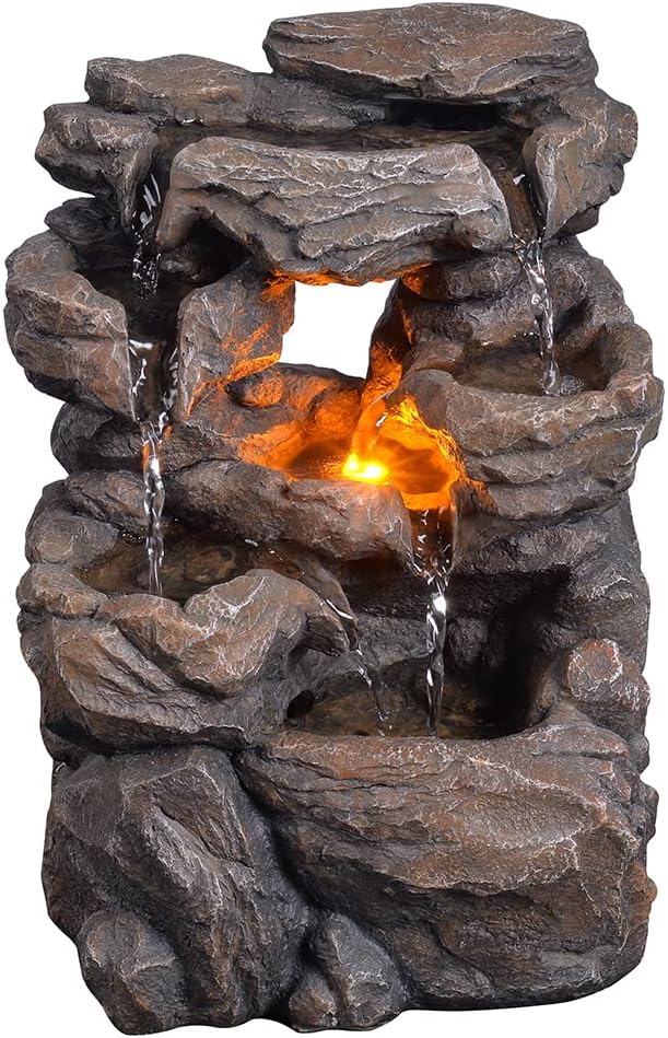 Small 9.7 Inch Tabletop Water Fountain with LED Light Q346
