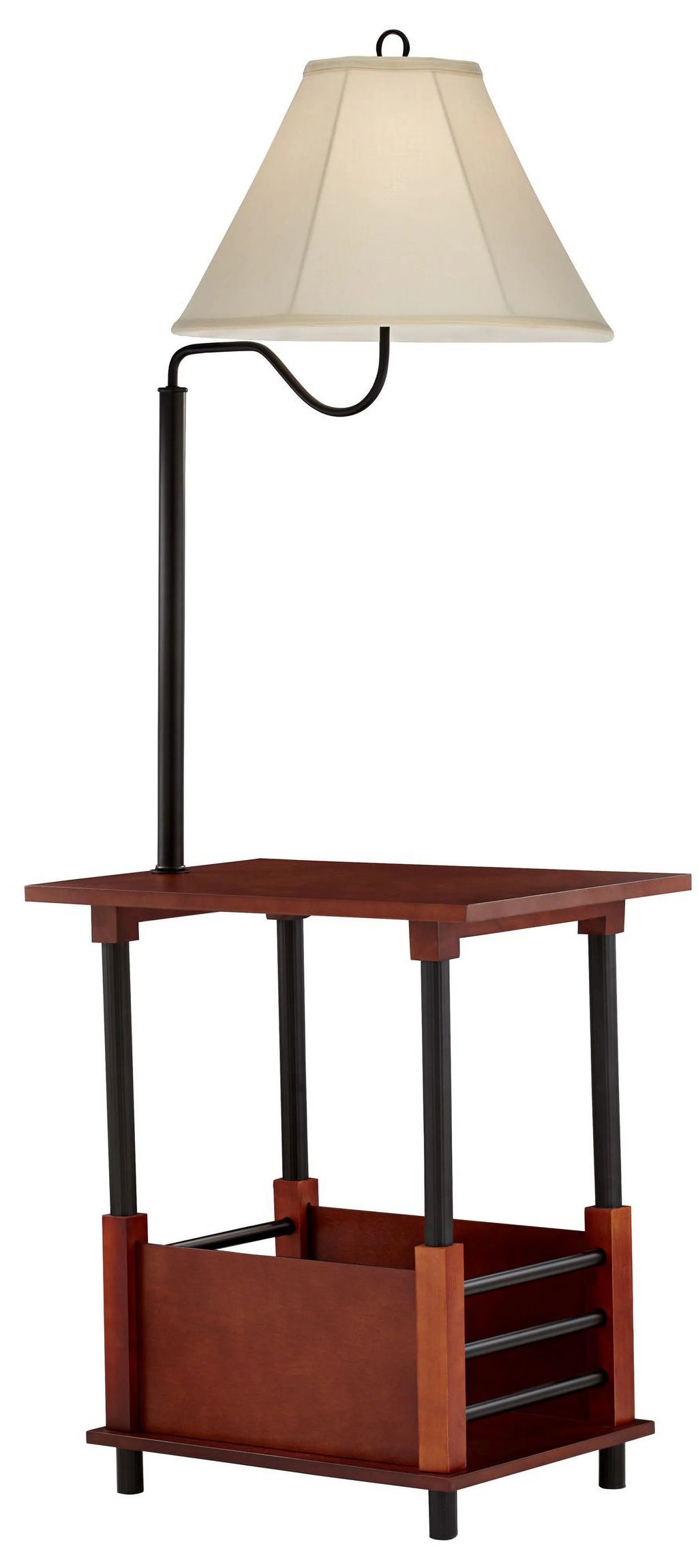 55" Tall Wood Floor Lamp with Off White Shade P167