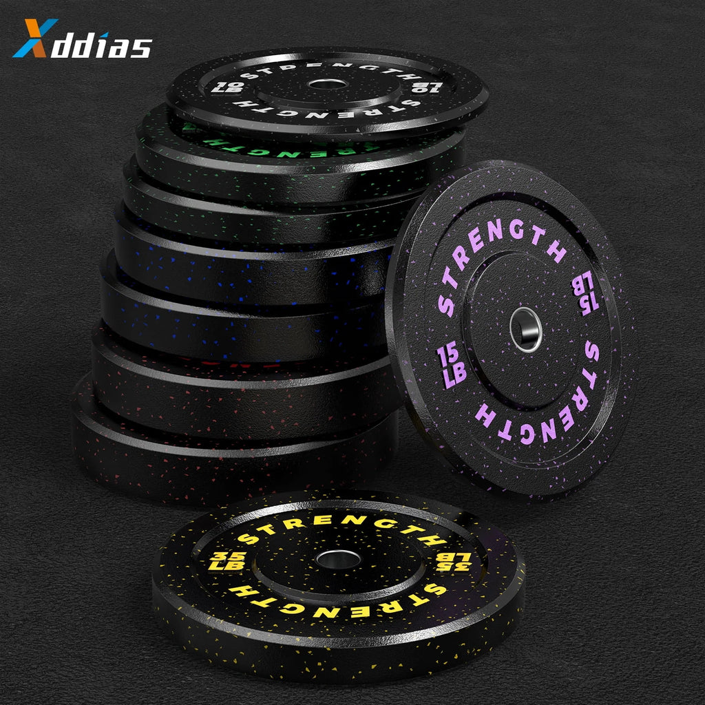 Olympic Bumper Plates, 10lb to 55lb Weights, High-Bounce Rubber Weight Plates U7790