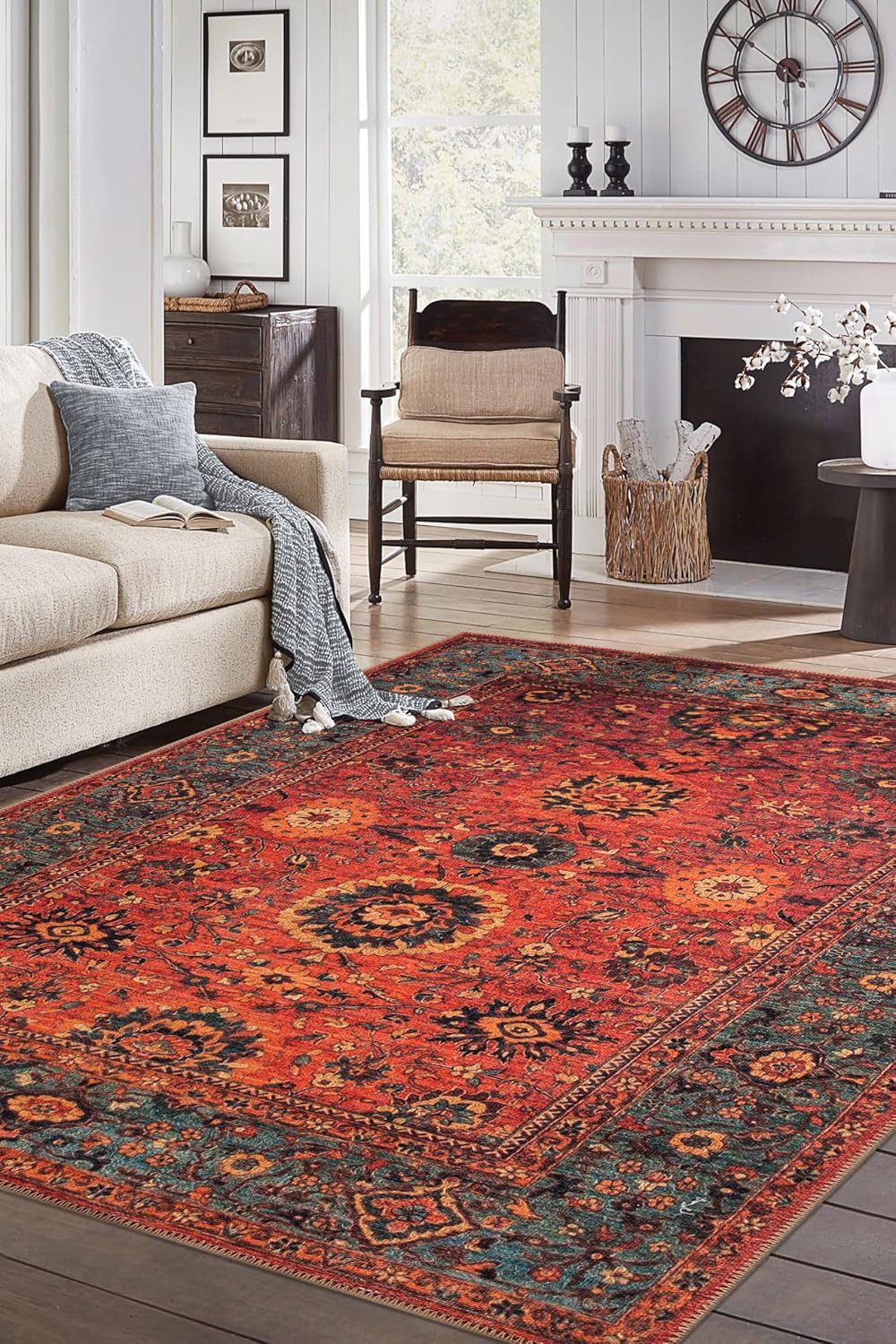 Machine Washable Non-slip Low Pile Area Rug (5' x 7') H537
