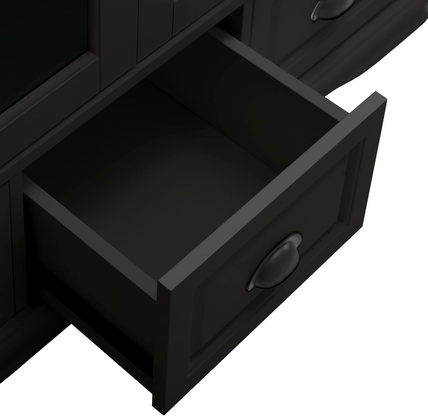 Black Storage Cabinet with Tempered Glass Doors and Adjustable Shelf K701