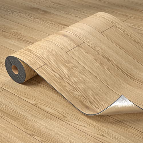 Light Wood Peel and Stick Vinyl Flooring Roll 23"x 393" 64 Sq.Ft I484