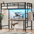 White Metal Twin Loft Bed with Ladder and Guardrail V1971