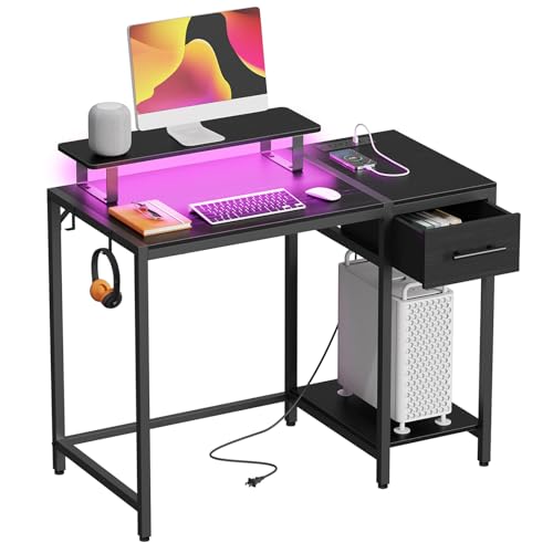 55 inch Rustic Brown Computer Desk with Drawers and Monitor Stand N17591