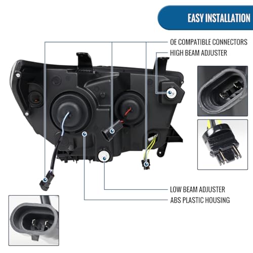 Black Projector Headlights Pair for Toyota Tundra Sequoia Z252931
