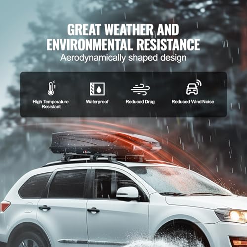 Black 22 Cubic Feet ABS Hard Shell Roof Box with Dual-Sided Opening L400