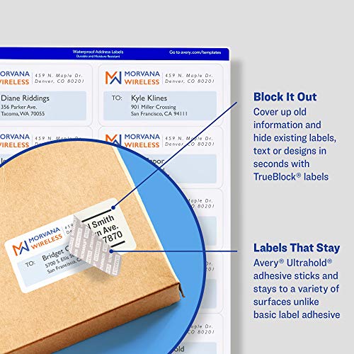 Waterproof Printable Shipping Labels, 2" x 4", White, 100 Blank Mailing Labels D6077