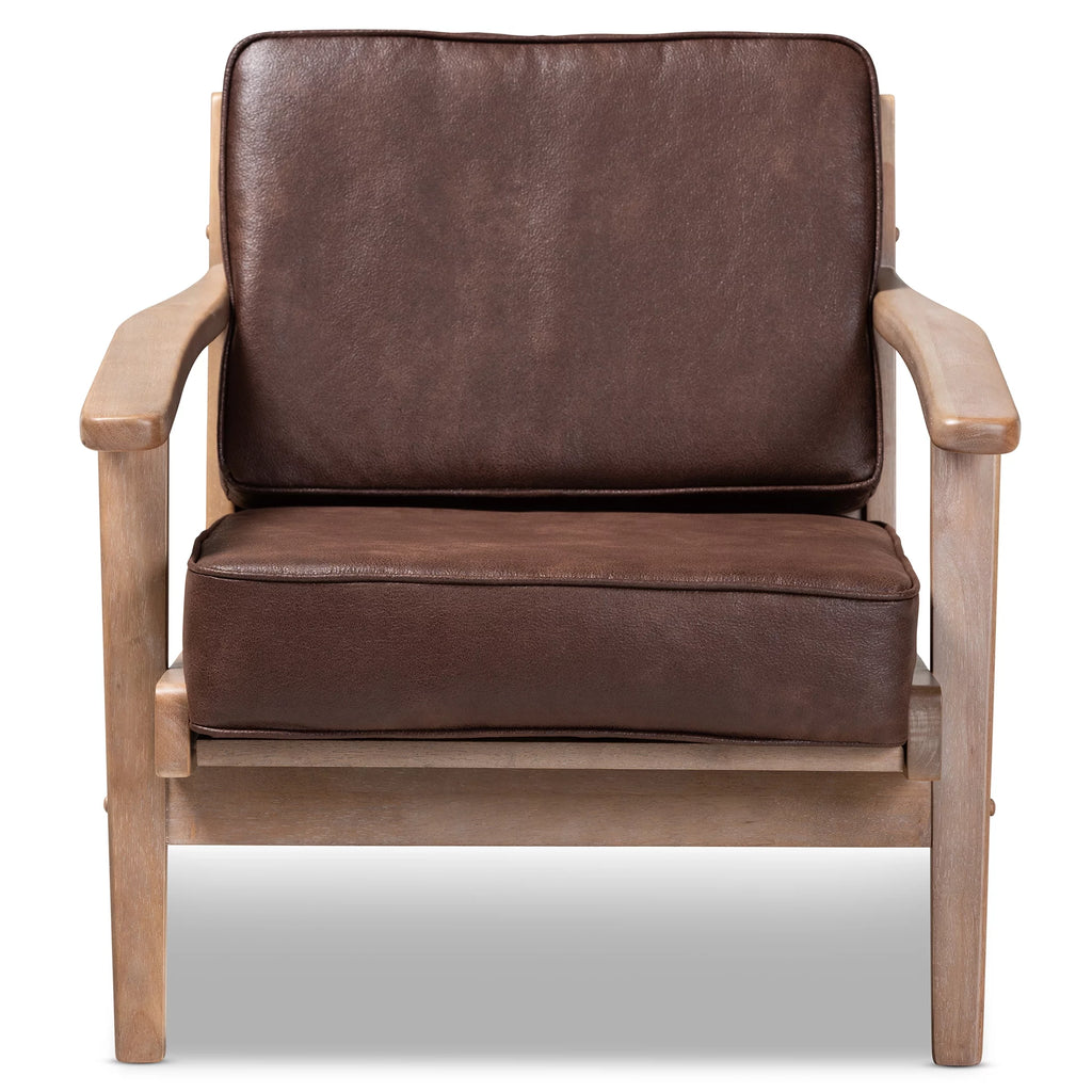 Dark Brown Faux Leather Armchair J975092