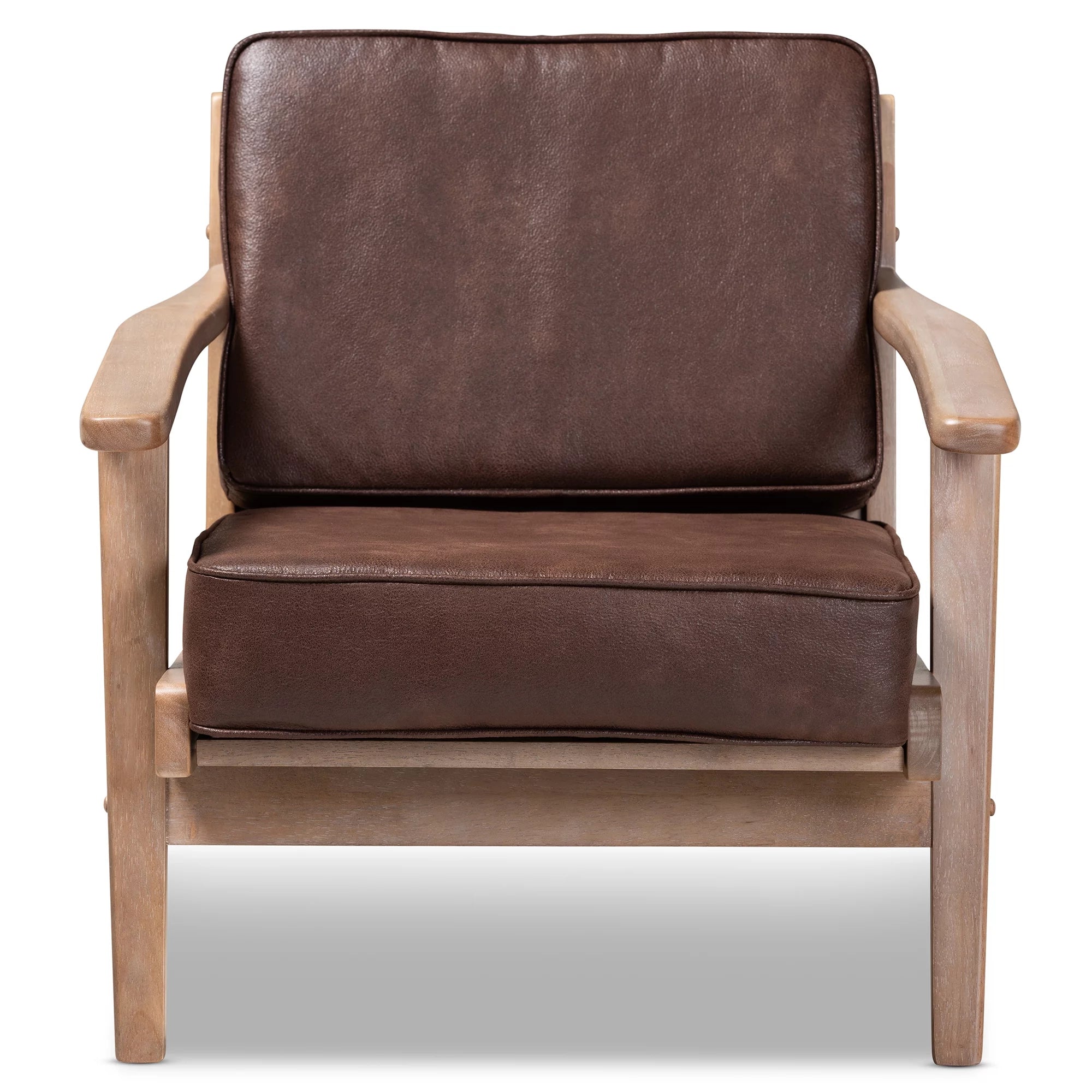 Dark Brown Faux Leather Armchair J975092