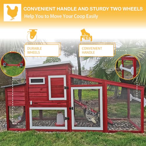 White Wooden Chicken Coop with Wheels G282
