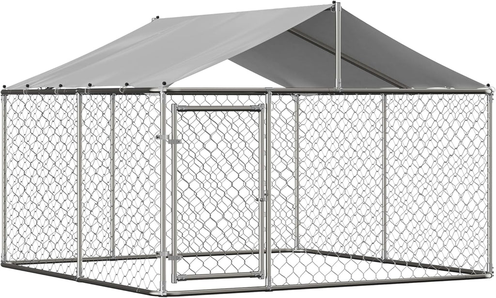 7.5' x 7.5' Large Outdoor Dog Kennel with WaterProof UV-Resistant Cover J23764