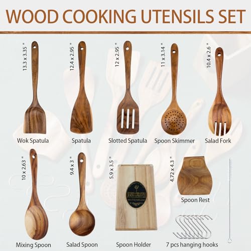 Natural Teak Wooden Kitchen Utensils Set T55951