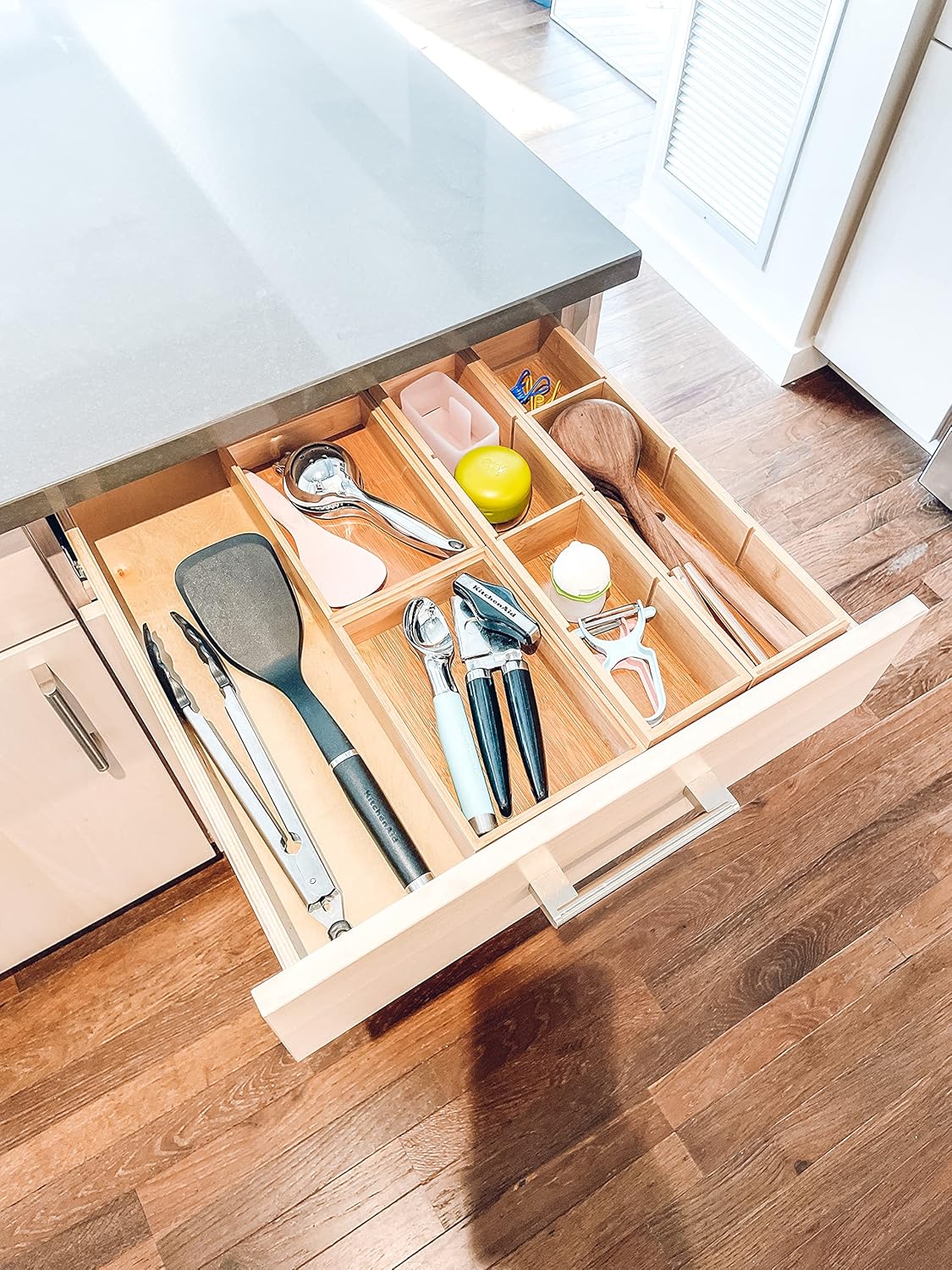 Bamboo Wood 4-Part Drawer Organizer with Removable Dividers, 17-1/2" x 4" x 2-1/2" W4856