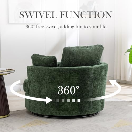 Beige Oversized Swivel Barrel Chair with Ottoman X78125