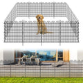 15 Panels Tall Garden Animal Barrier Fence with Gate, 33 in(H) X 36.8 ft(L) No Dig Decorative Metal Edging Border K1077