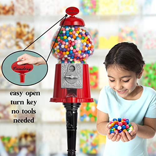 15 Inch Candy Dispenser with Stand Durable Aluminum Frame Includes 2lbs Bag of Gumballs 0.62 Inch Gumballs R8769
