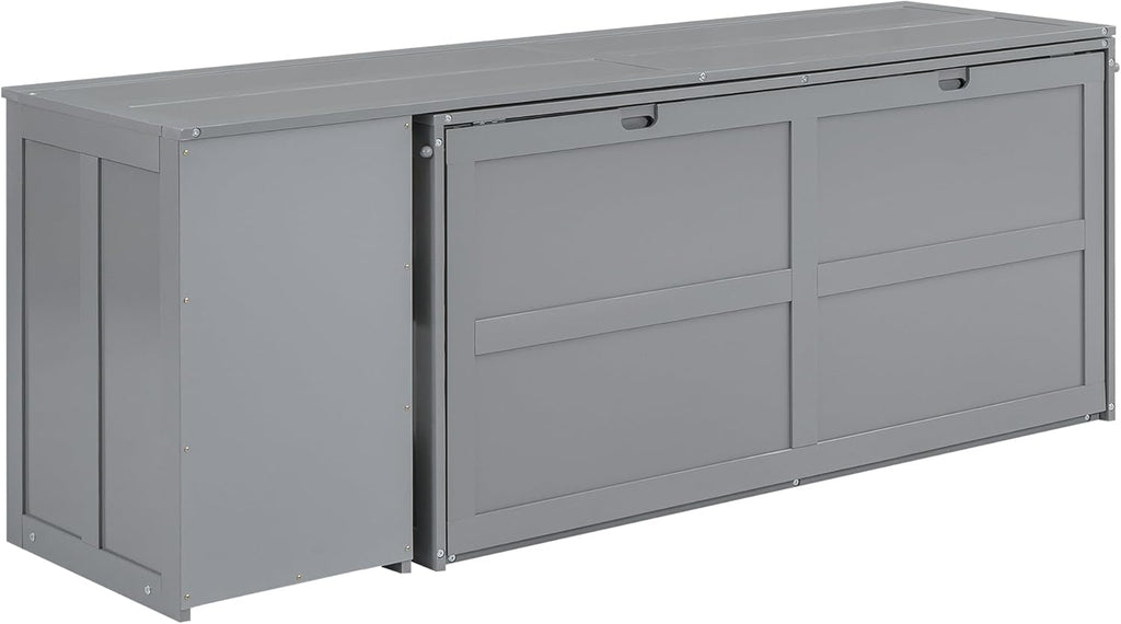 Gray Queen Size Murphy Cabinet Bed with Rotatable Desk and Shelves I192