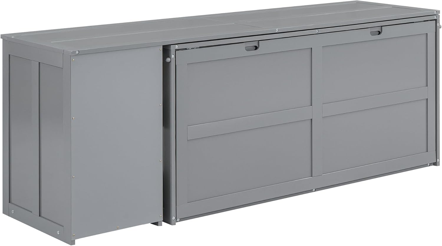 Gray Queen Size Murphy Cabinet Bed with Rotatable Desk and Shelves I192