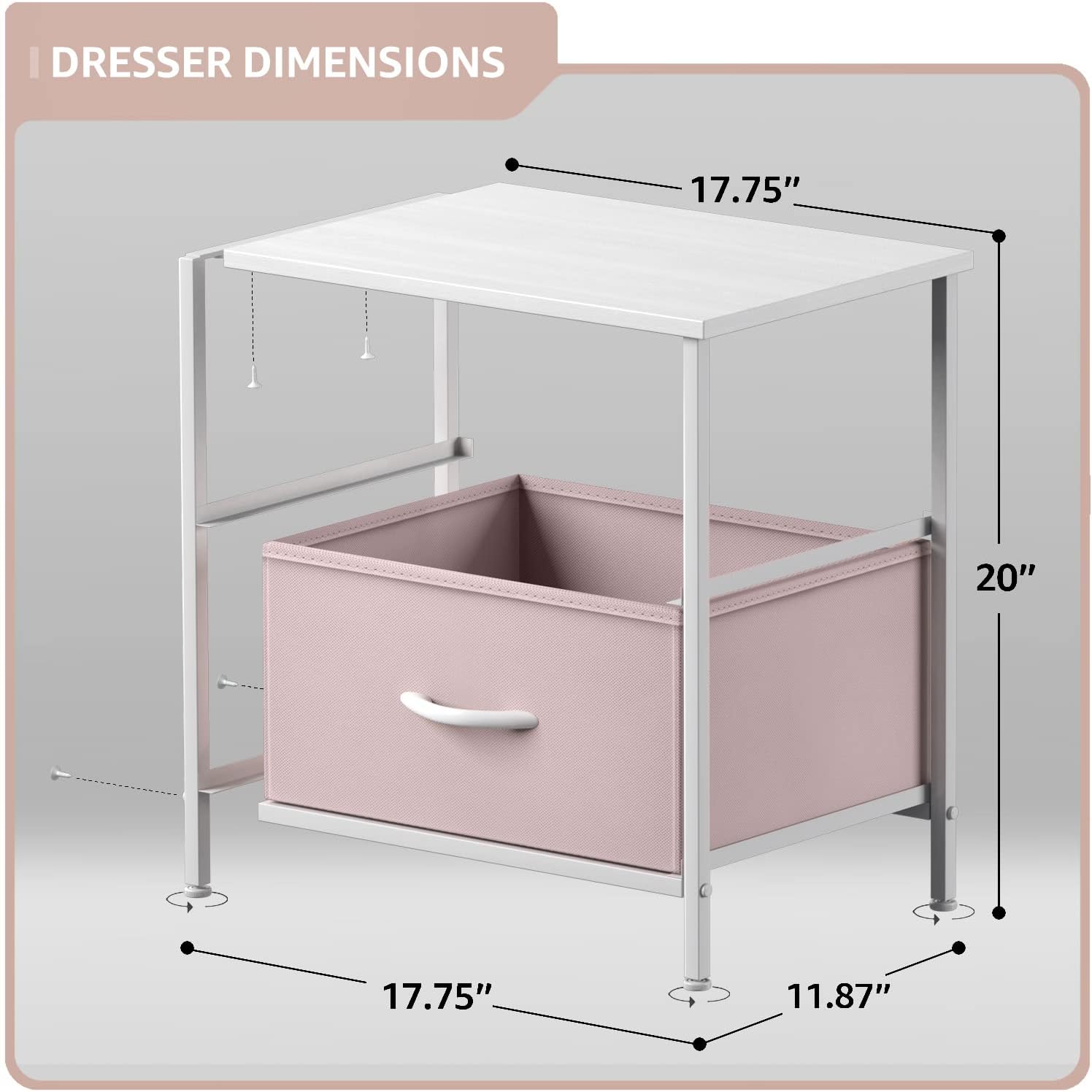 6 Drawer Pink Kids Dresser with Nightstand U886530