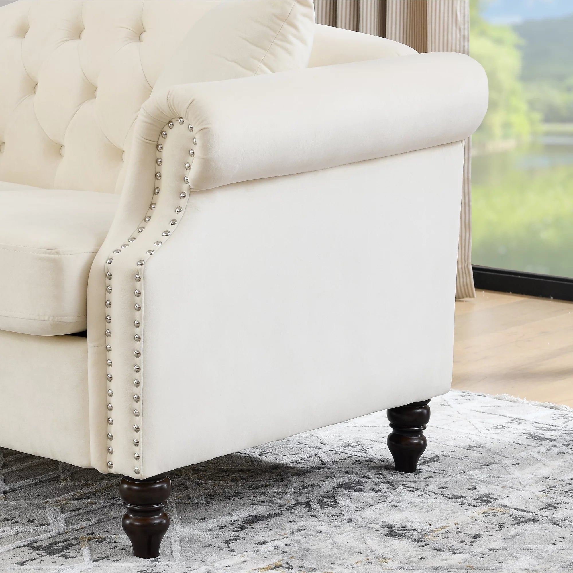 Grey Velvet 2 Seater Chesterfield Sofa G767352