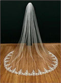 White Ivory Wedding Veil 3m with Comb Lace Cathedral Veil Ribbon E821