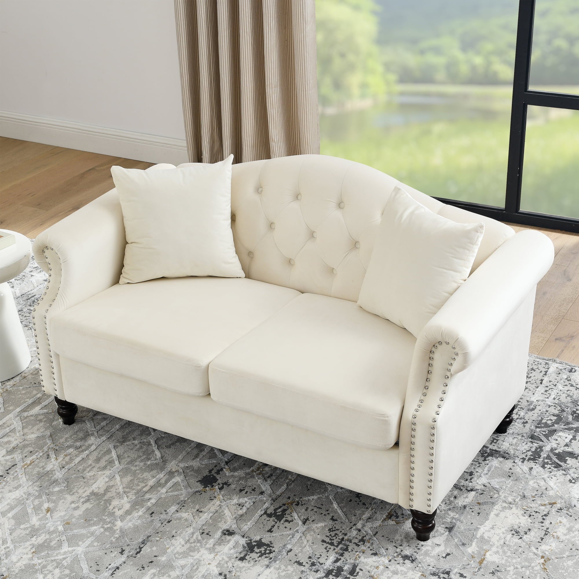 Grey Velvet 2 Seater Chesterfield Sofa G767352