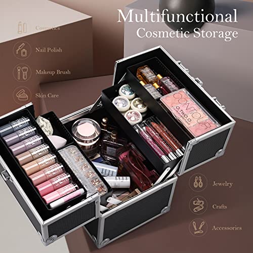 Silver Aluminum Makeup Case with 4 Trays B7097