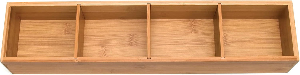 Bamboo Wood 4-Part Drawer Organizer with Removable Dividers, 17-1/2" x 4" x 2-1/2" W4856