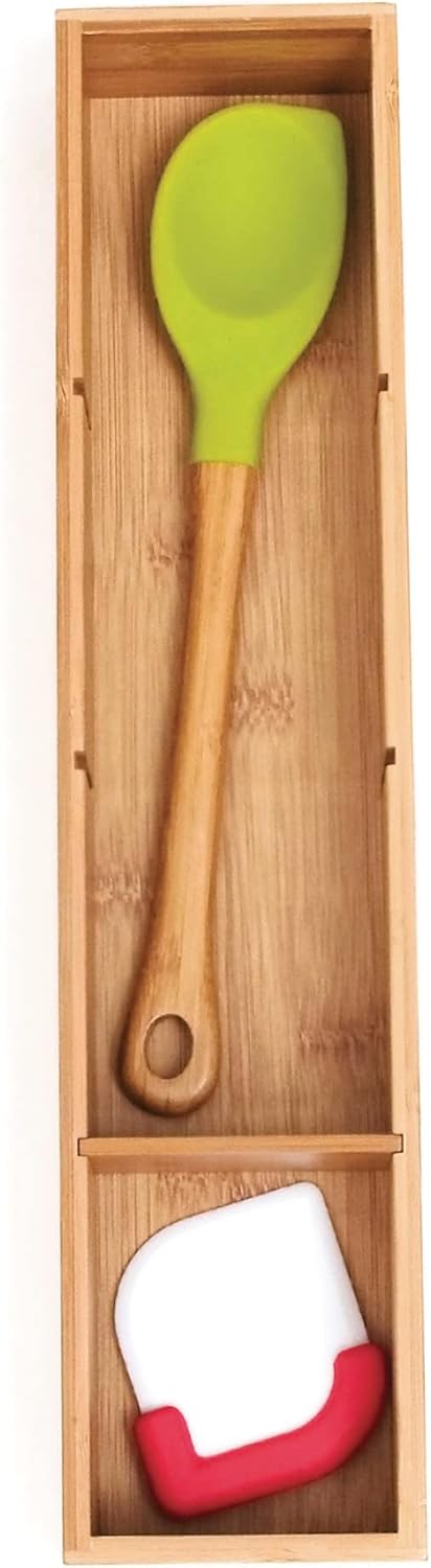 Bamboo Wood 4-Part Drawer Organizer with Removable Dividers, 17-1/2" x 4" x 2-1/2" W4856